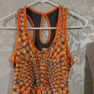 Xersion Orange Graphic Cutout Tank Top